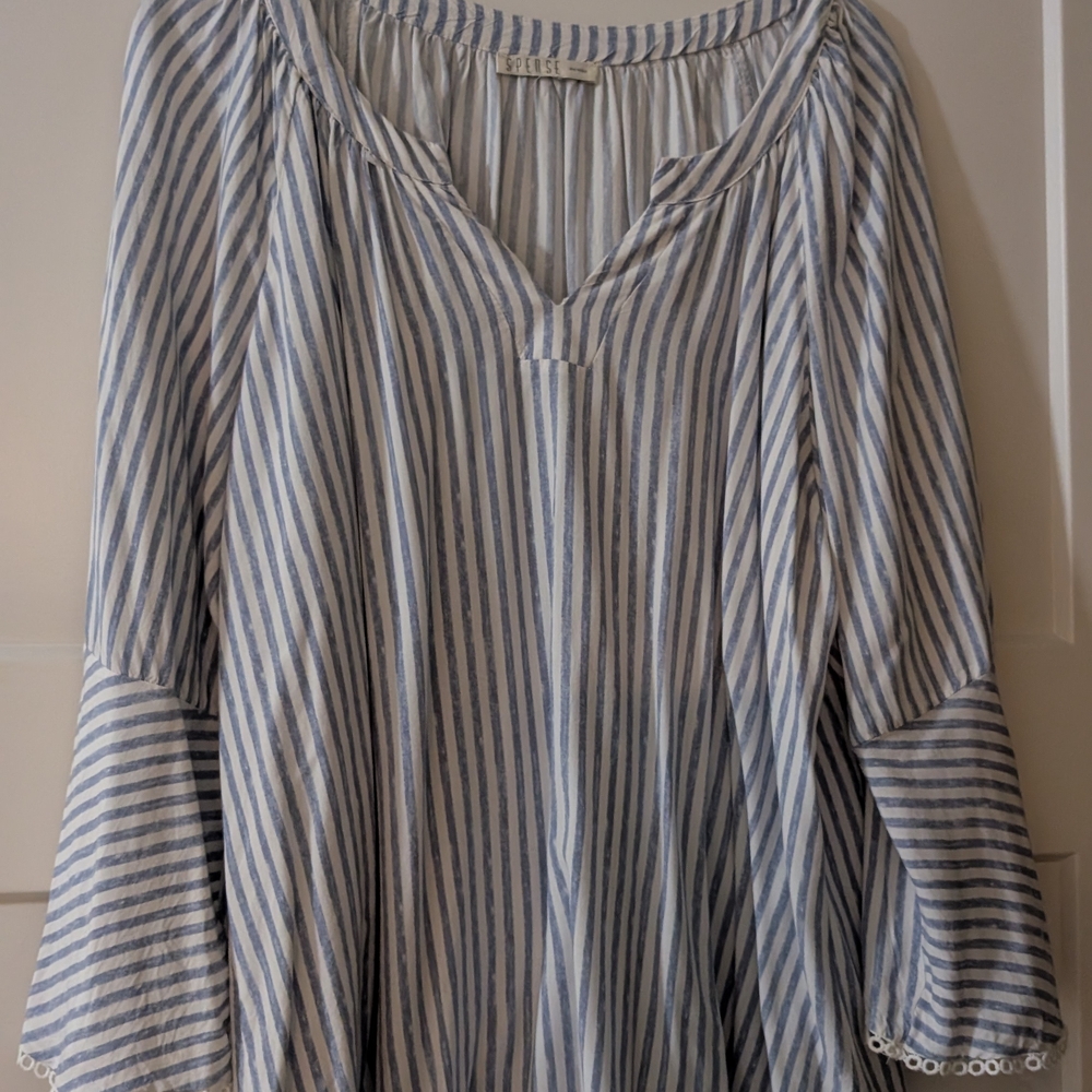 Spense Striped Blouse in Blue and White